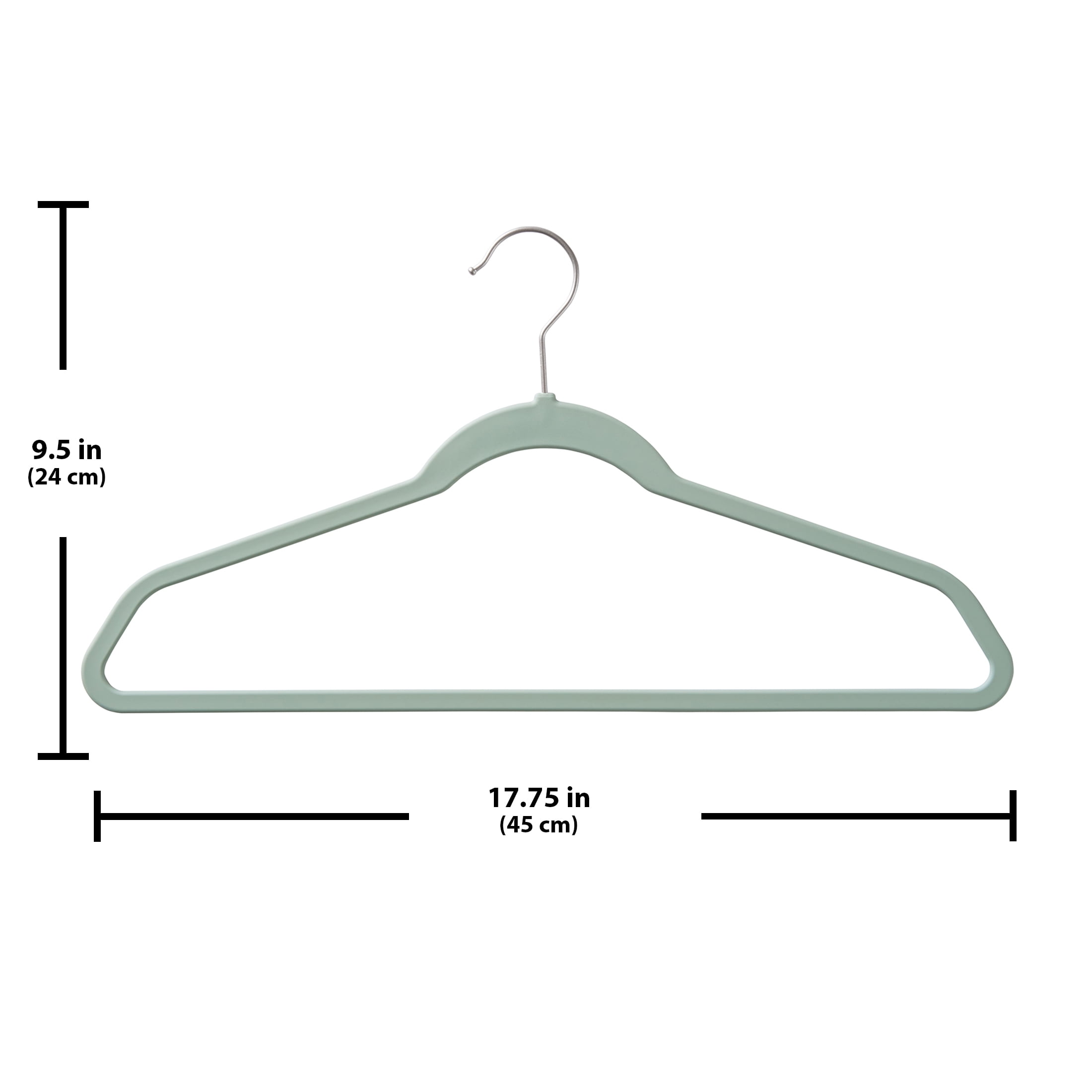 Better Homes & Gardens Rubber Hangers, Non-Slip Hangers for Adults and Teens, Swivel Neck and Slim Design, 30-Pack, Green River