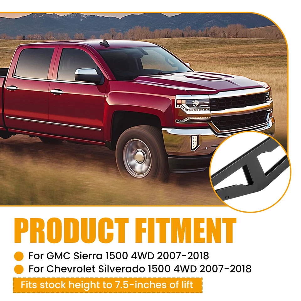 Kojem 0-7.5" Lift Rear Traction Bar Kit for 2007-2018 Chevy Silverado GMC Sierra 1500 4WD Steel Black Powder Coated