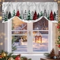 thumbnail image 6 of Christmas Tree Tie Up Valances Curtain, Red Black Plaid Christmas Snowflakes Adjustable Rod Pocket Short Window Treatment Tie Up Curtains Valances for Kitchen Living Room Bathroom 42x12 Inches, 6 of 9
