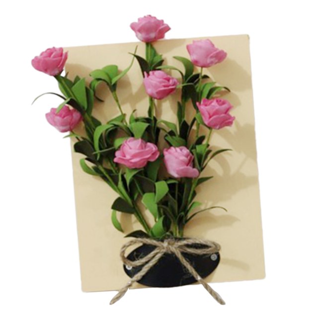 Decoración del cartel del arte de la tarjeta de la placa de la placa de la pared de la flor artificial Rose roja Rosa roja Sunnimix Flores artificiales