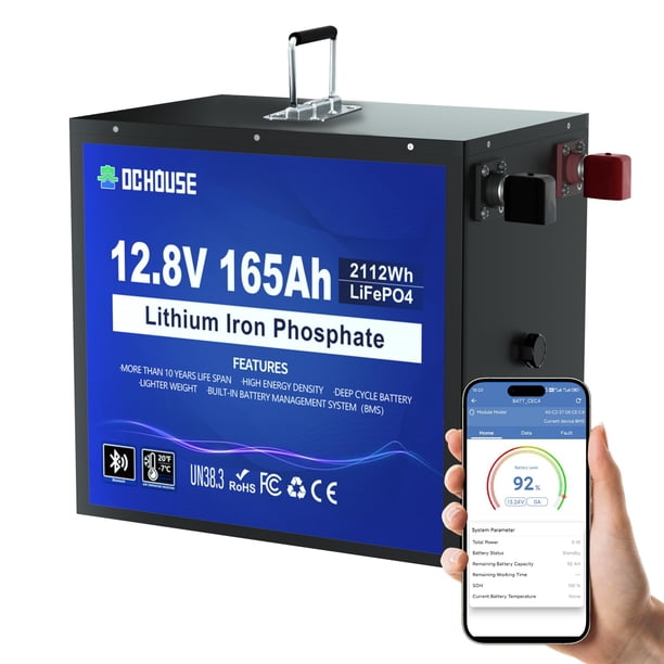 Batería de litio DC HOUSE 12V 165Ah LiFePO4 con Bluetooth 120A