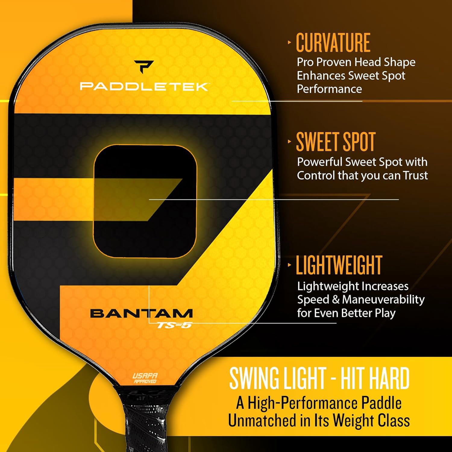 Paddletek Bantam TS-5 Pickleball Paddle (HORIZON (Yellow))