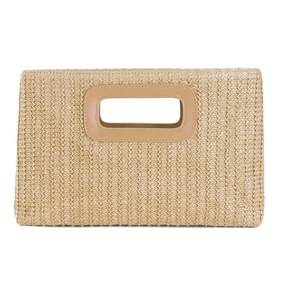 tegongse Top Handle Straw Clutch Handbags for Women Evening Clutch Purse Handbag Straw Shoulder Crossbody Bag Summer Beach Bag