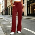 thumbnail image 5 of Hurxie Wide Leg Sweatpants Women High Waisted Baggy Sweat Pants Elastic Elevated Seams Loose Active Pants with Pockets Wine,S, 5 of 6