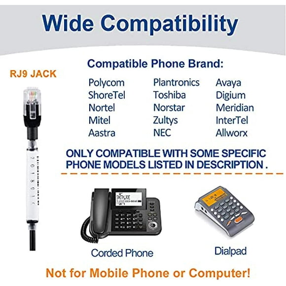 Arama Phone Headset RJ9 with Noise Cancelling Mic Compatible with Polycom VVX311 VVX410 VVX411 VVX500 Mitel 5320e Avaya 1408 1416 5410 ShoreTel 230 420 480 NEC Landline Phones (A800S-Monaural)
