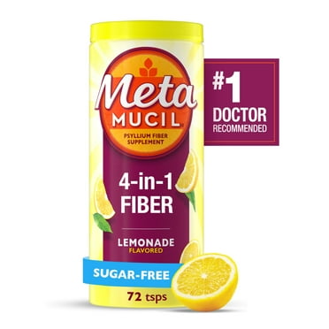 Metamucil Fiber Supplement, Fiber Powder for Digestive Health, Sugar Free Lemonade, 72 Servings