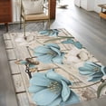 thumbnail image 2 of 3'x5' Rug for Living Room Bedroom, Teal Blue Tulips Washable Area Rugs Non-Slip Carpet Mats, Spring Floral Barn Doors Vintage Wood Beige Indoor Low Pile Area Rug Runner for Kitchen, Mudroom, 2 of 8