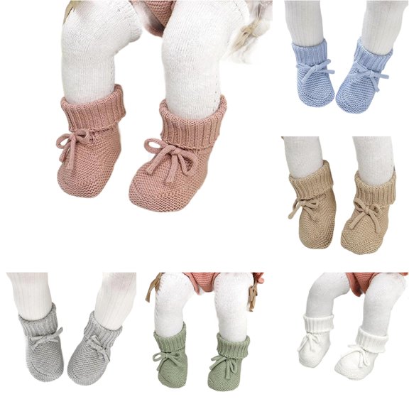 REDARER Baby Knit Booties Adjustable Tie Soft Warm Non First Walking Sock Shoes for Boys Girls,6-9 Months