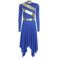 thumbnail image 4 of Aislor Women Liturgical Praise Dance Outfits Long Sleeve Worship Tunic Dress with Wide Leg Pants Royal Blue XXL, 4 of 7
