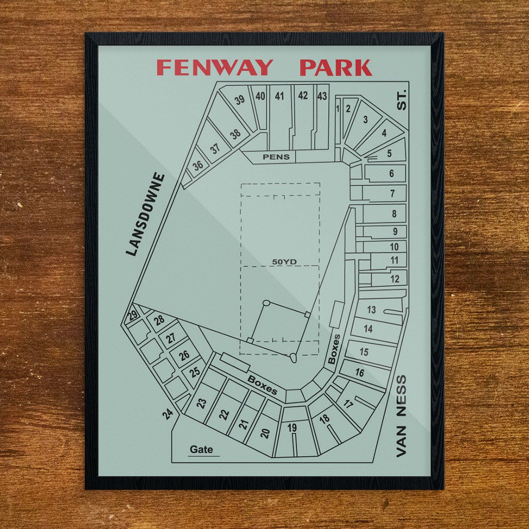 Fenway Park Architectural Blueprint Style Layout 11 x 14 Print