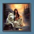 thumbnail image 3 of Pintura de diamante 5D Wdftyju taladro redondo completo belleza mujer lobo decoración del hogar 30x30cm, 3 of 9