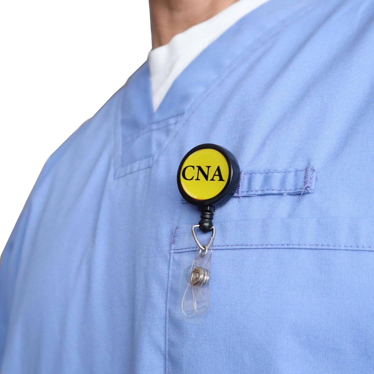 2 Pack - CNA Badge Buddy Reels with Alligator Clip - Swivel Retractable Reel CNA Badge Holder & Title Card in One - Nurse Retractable Hospital I'd Role Dome Label by Specialist ID (Yellow)