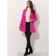thumbnail image 2 of Abrigo de invierno medio largo informal de negocios abotonado con cuello vuelto para mujer Rosa Caliente L, 2 of 6