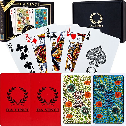 2-Deck Set Da Vinci Fiori Italian 100/% Plastic Playing Cards W//Hard Shell Case /& 2 Cut Cards; Choose from Poker Size Jumbo Index or Bridge Size Regular Index