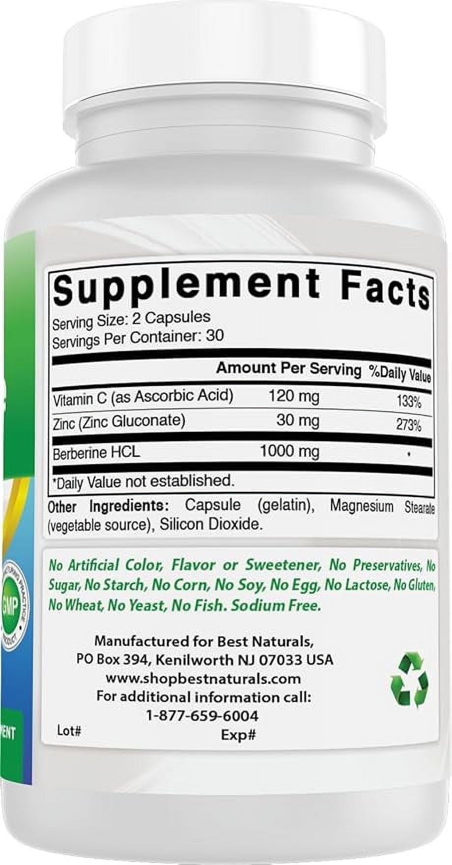 (2 pack) Best Naturals Berberine Plus 1000mg, Non-GMO, 60 Capsules