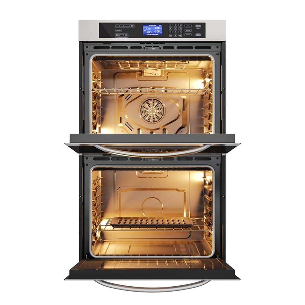 Pemberly Row 5 cu. ft. Stainless-Steel Premium Convection Double-Unit Wall Oven.