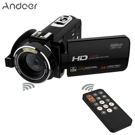 Digital Cameras Hot Shoe - Andoer HDV-Z20 Portable 1080P Full HD Digital Video Camera with Remote Control Support WiFi Connection Unique Hot Shoe Design
