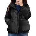 thumbnail image 2 of Parkas de manga larga para mujer, chaqueta de plumón de color liso, chaqueta holgada, sombrero grueso desmontable, chaqueta versátil, abrigo para mujer, 2 of 9