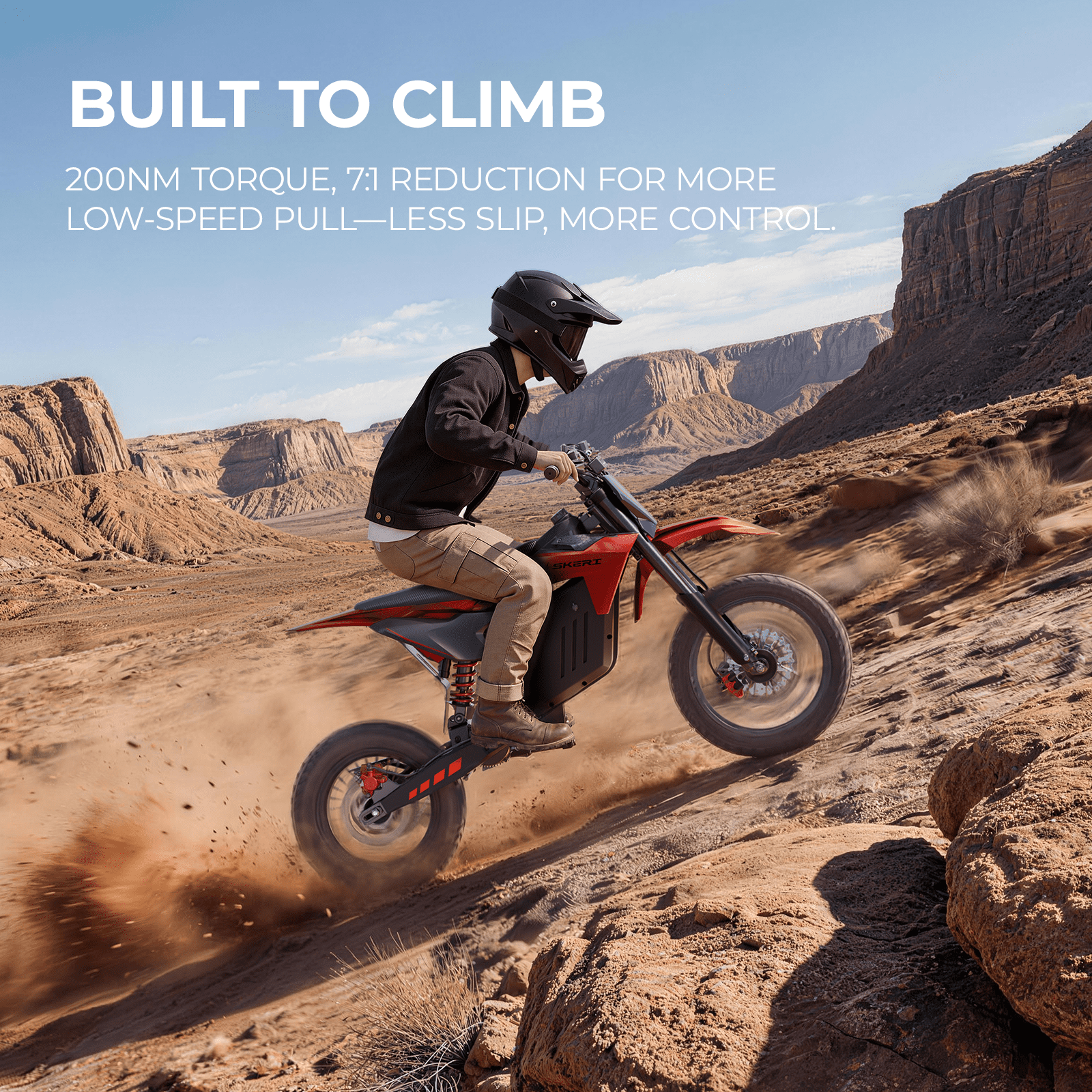 Skeri Electric-Bike for Teens Adults, 14"/12" Fat Tire 2000W (Peak 3200W) Electric-Motorcycle with 48V 21AH Battery Red Ebike 39MPH Hydraulic Brakes Mountain Off-Road Fit Age 13+