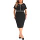 thumbnail image 1 of Vestido de mujer de talla grande Agnes Orinda, con botones, cuello redondo, ajustado, estilo lápiz para oficina, 4X, negro, 1 of 6
