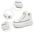 thumbnail image 3 of Women's Fashion Platform High Top Sneakers Casual Lace Up Canvas Shoes Comfortable Daily Walking Shoes For Women, 3 of 6