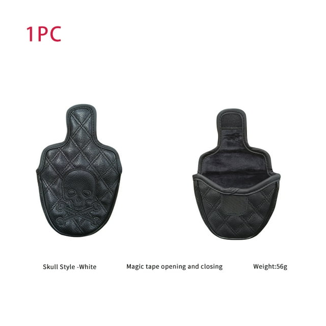 Golf Wood Cover Skull For Driver Fairway Hybrid Waterproof Protector Set PU Leather Soft Durable Golf Club Covers Black Mallet Putter
