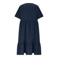 thumbnail image 6 of Womens V Neck Mini Dresses 2025 Summer Short Sleeve Casual A Line Flowy Pleated Ruffle Swing Shirt Dress, 6 of 7