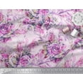 thumbnail image 2 of Soimoi Polyester Crepe Fabric Leaves & Rose Flower Print Fabric by Yard 52 Inch Wide, 2 of 3