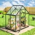 thumbnail image 5 of MUCHANT 4x6 FT Greenhouse for Outdoors, Walk-in Large Aluminum Frame Greenhouse with Quick Setup Structure and Roof Vent for Garden Backyard, Black, 5 of 6