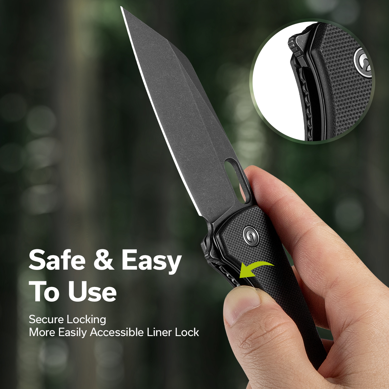 CIVIVI Nugz Folding Pocket Knife 3.17" 14C28N Blade Black G10 Handle Flipper Knife C23060-1