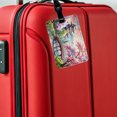 thumbnail image 5 of Japanese Scene With Bridge And Cherry Blossom Trees Watercolor Faux Leather Travel Luggage Tag, 5 of 7