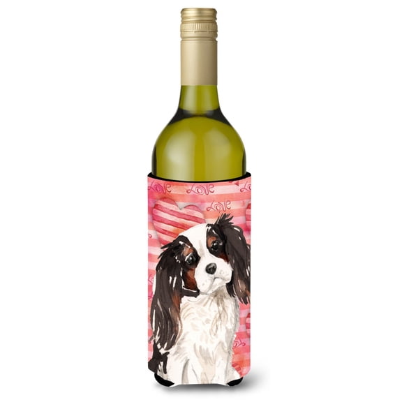 Carolines Treasures BB9472LITERK Tricolor Cavalier Spaniel Love Wine Bottle Beverge Insulator Hugger  Wine Bottle
