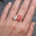 thumbnail image 4 of Toi Et Moi Engagement Ring, Octagon Cut Pink Sapphire & Pear Cut Diamond Two Stone Ring, Stackable Anniversary Ring, September Birthstone Ring, Minimalist Proposal Ring, 4 of 5