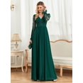 thumbnail image 4 of Lucyinlove-vestido de noche de gasa verde para dama de honor, traje de tul de manga larga con abertura para fiesta de boda, 2024, 4 of 5