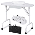 thumbnail image 4 of Alden Design Folding Manicure Table Nail Beautician Desk with Lockable Wheels & Bag, 4 of 10