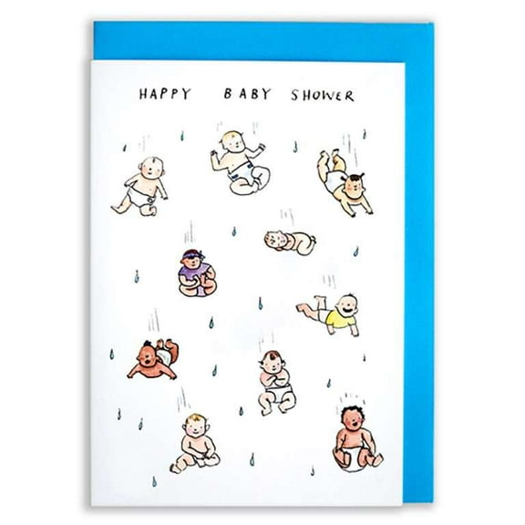 Happy Baby Shower Card – Cute Illustrated Babies Design – Blank Inside with Envelope – Perfect for Celebrating New Parents and Baby Showers