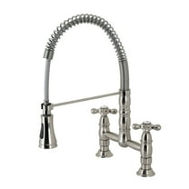 Gourmetier GS1278AX Heritage Double-Handle Deck-Mount Pre-Rinse Bridge Kitchen Faucet, Brushed Nickel