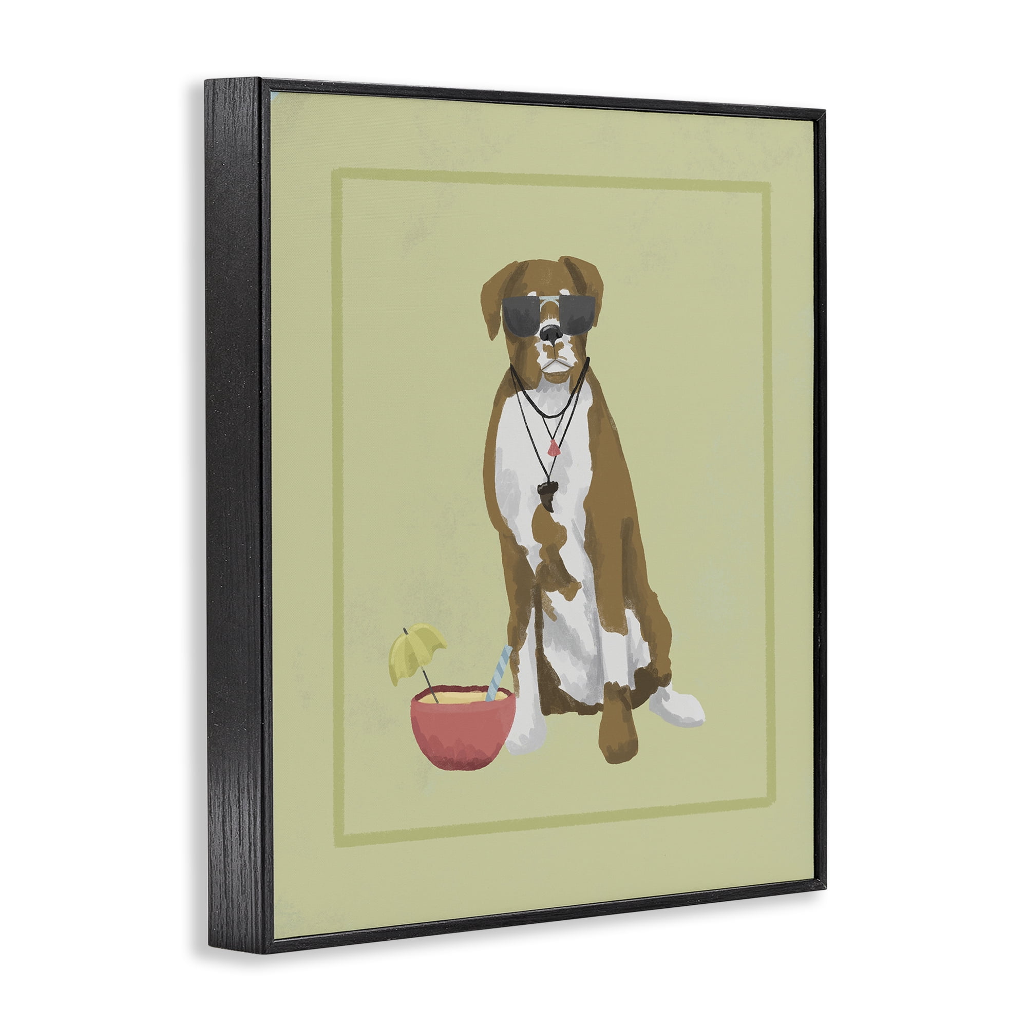 Stupell Industries Boxer Beach Day Black Framed Giclee Art, design by Sadie Harper