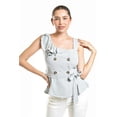 thumbnail image 1 of Blusa asimétrica con botones y cinturón Roman Fashion/Juvenil, 20287 (Azul claro) azul M, 1 of 6