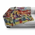 thumbnail image 3 of Fine Art Soft Flannel Fleece Blanket, Paintbrush Abstract Countryside Village with Blurry Color Effects Rural Landscape, Cozy Plush for Indoor and Outdoor Use, 70" x 90", Multicolor, by Ambesonne, 3 of 6