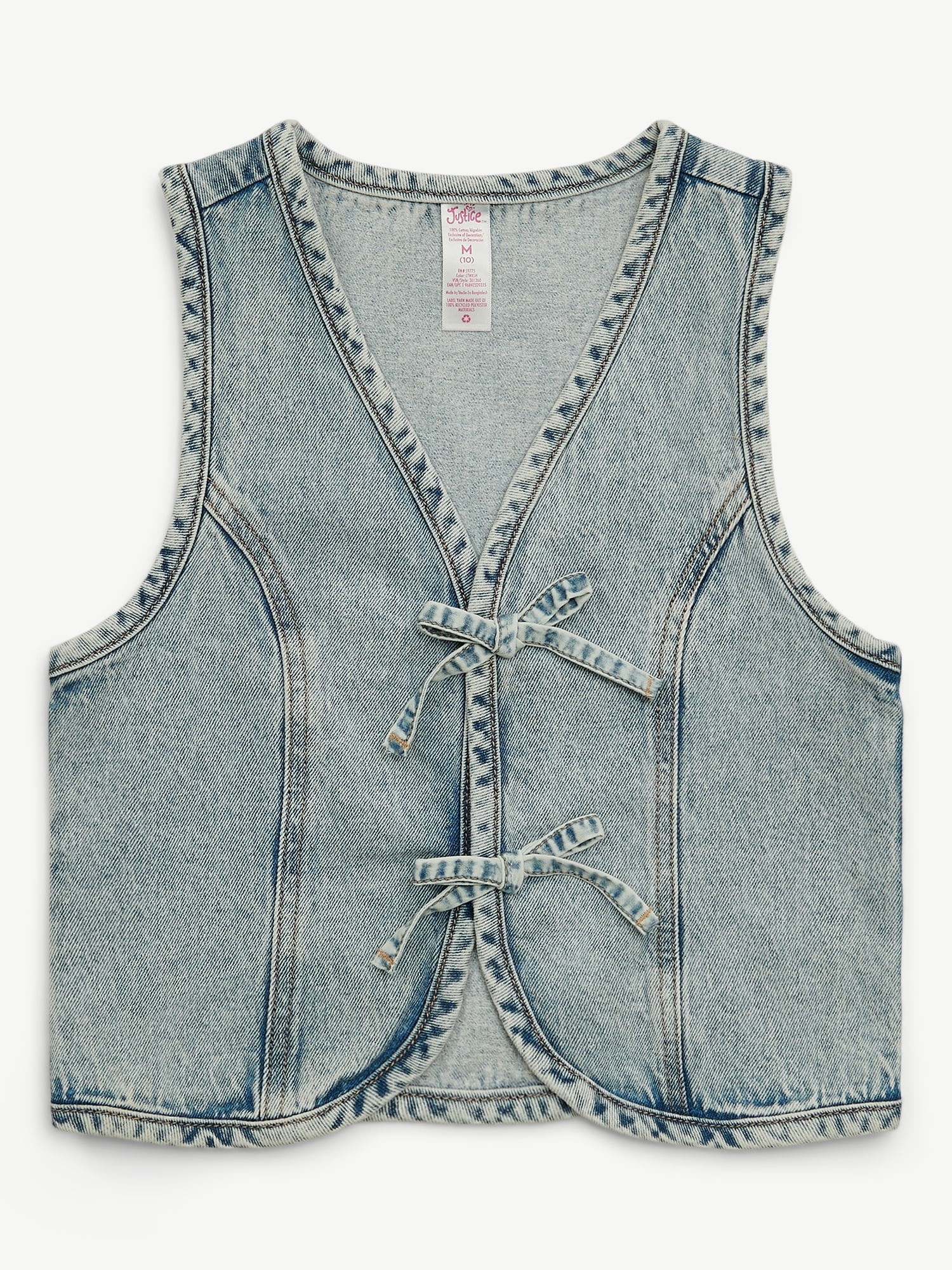 Justice Girls Bow Denim Vest, Sizes XS - XLP