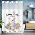 thumbnail image 6 of Happy Easter No Hooks Shower Curtain with Snap-in Liner Watercolor Rabbit Colorful Easter Eggs Spring Floral Shower Curtains for Bathroom, Waterproof, Easy Install, Washable 60"x72", 6 of 9