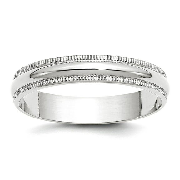 14k White Gold Solid Polished Lightweight 4mm Ltw Milgrain Half Round Band Size 7 Ring Ring for Women and Men
