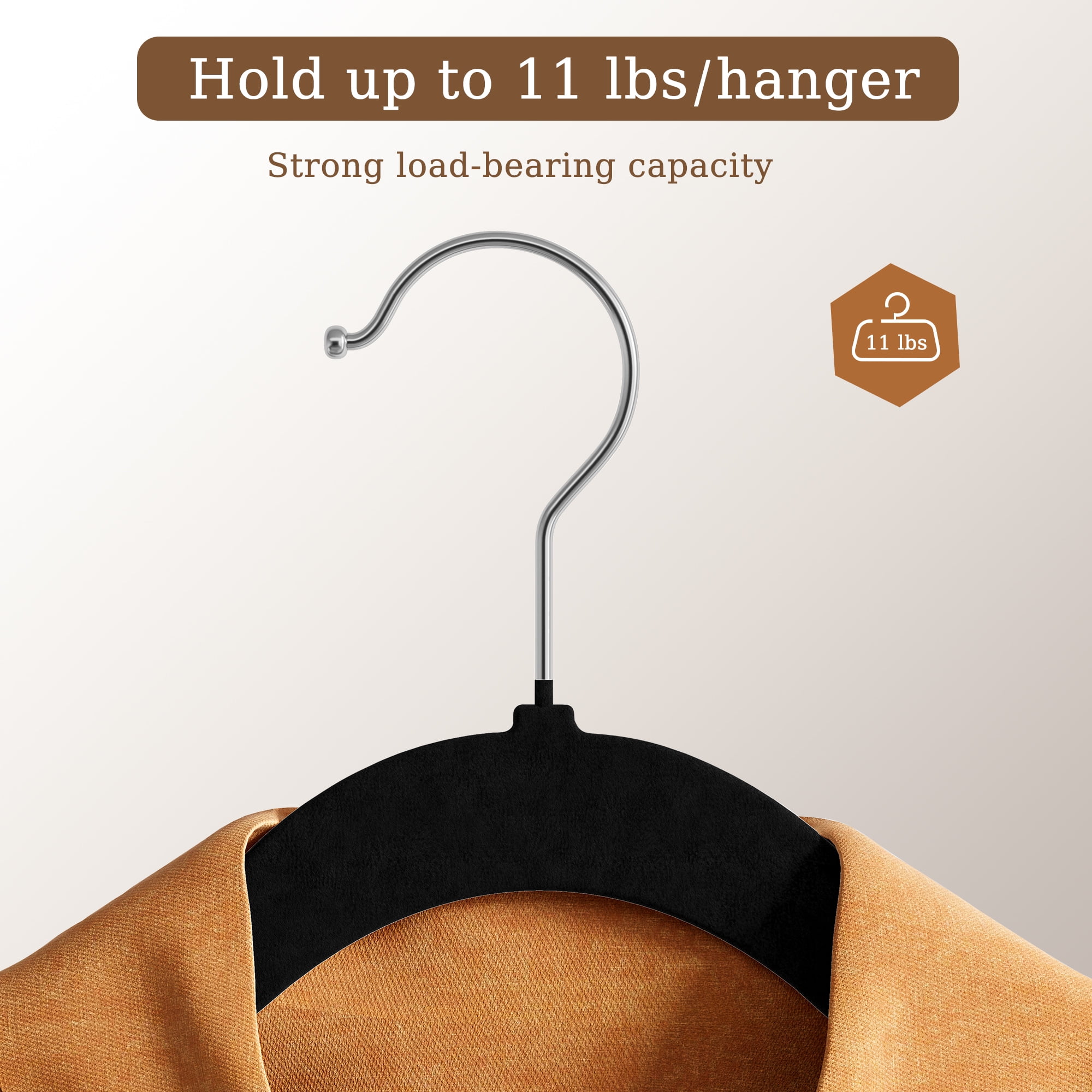 EasyPag Velvet Hangers 60 Pack Heavy Duty Black Hangers for Coats, Pants & Dress Clothes - Non Slip Clothes Hanger Set - Space Saving Felt Hangers for Clothing