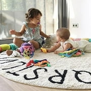 Round Kids Play Rug 26 Alphabet Nursery Rug for Bedroom Playroom Non Slip Fun Educational Playmat Round Circle Carpet Crawling Mat for Classroom Toddlers Baby