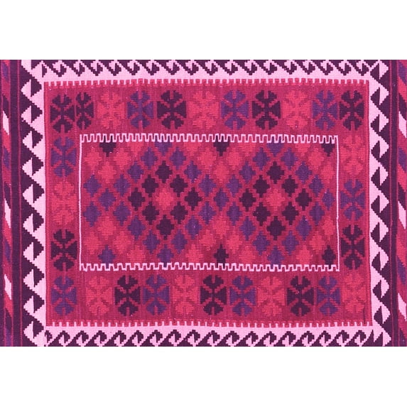 Ahgly Company Indoor Rectangle Oriental Pink Traditional Area Rugs, 8' x 10'