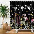 thumbnail image 5 of Mizhona Black Shower Curtain Colorful Floral Get Naked for Bathroom Waterproof Washable Modern Decor with Hooks 60"x72", 5 of 6