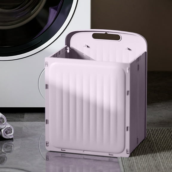 Nrmrqz Foldable Wall-Mounted Storage Box | Plastic Wardrobe Organizer for Clothes & Blankets | 40x31.5x24.5cm | Blue/Pink/Purple/White | Large Capacity Reusable Laundry Basket