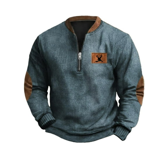 Mens Hoodless Hoodie Christmas Half Zip Loose Fit Buckle 3D Print Printed Mens Workout Clothing,Light Blue,S