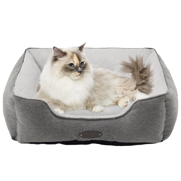 Cama para perros DEBANG HOME Deluxe de felpa para perros extrapequeños, color gris